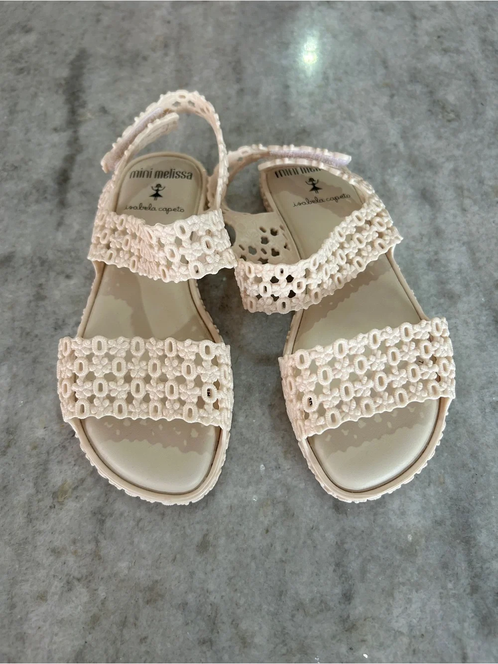 Mini Melissa Little Girls Beige Panc + Isabela Capeto Sandals Size 11